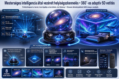 🫧CleraNaure® Új generációs intelligens éjszakai fényprojektor – Dinamikus 5D holografikus látvány HD-minőségben