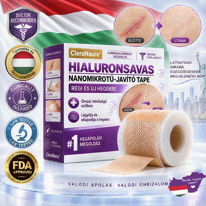 🥇CleraNaure® Hyaluronsavas Nanomikrotű-hegjavító Tapasz
