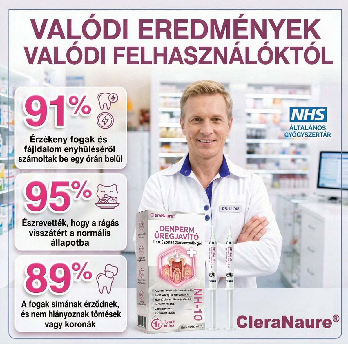 🥇CleraNaure® DenPerm Üregjavító Természetes Zománctömő Gél