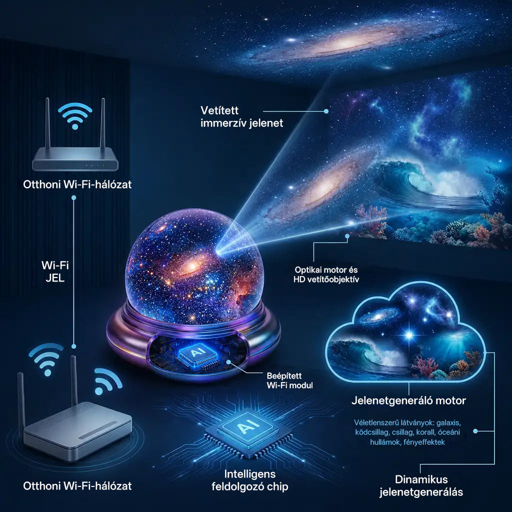 🫧CleraNaure® Új generációs intelligens éjszakai fényprojektor – Dinamikus 5D holografikus látvány HD-minőségben