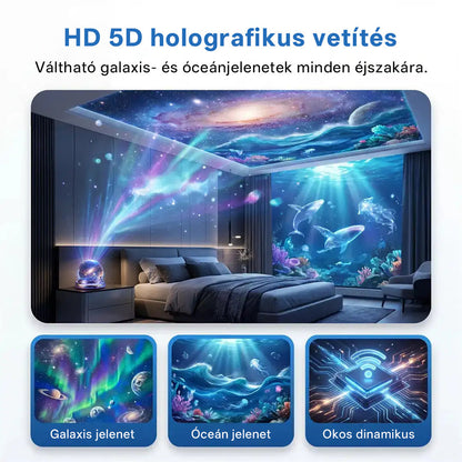 🫧CleraNaure® Új generációs intelligens éjszakai fényprojektor – Dinamikus 5D holografikus látvány HD-minőségben