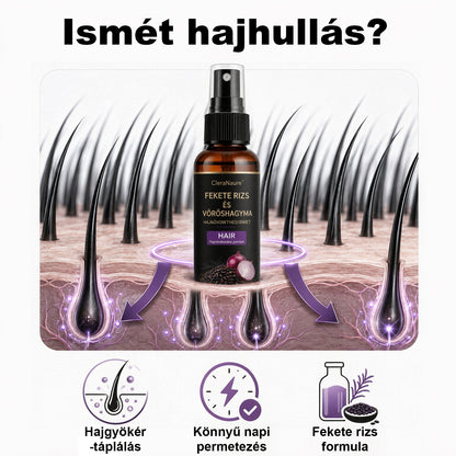 CleraNaure® Fekete rizs és vöröshagyma hajnövekedést támogató spray