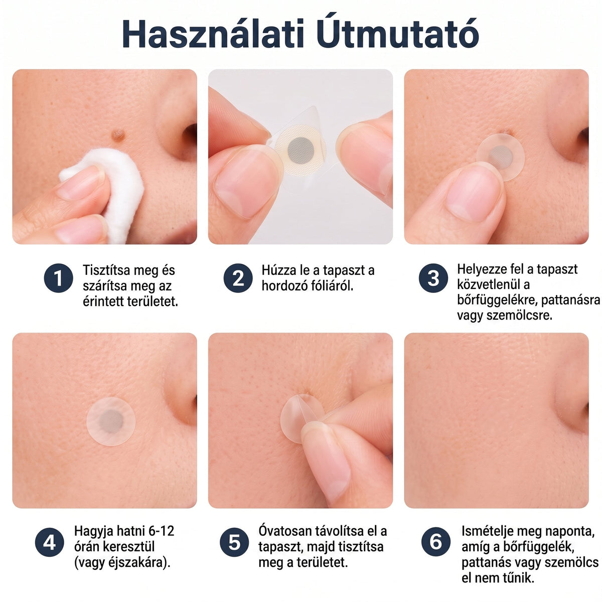 CleraNaure® 2 az 1-ben mikrotűs és hidrokolloid tapasz | Kiálló anyajegyek, aknék, lapos szemölcsök és bőrnövedékek eltávolítására | Segít csökkenteni a ráncokat, hegeket és bőrhibákat | Láthatatlan tapasz az arcra és testre
