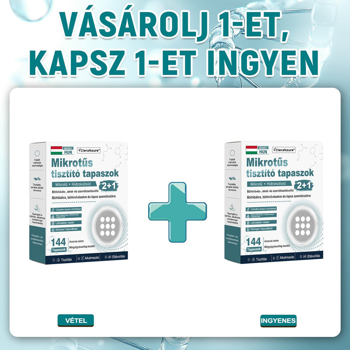 CleraNaure® 2 az 1-ben mikrotűs és hidrokolloid tapasz | Kiálló anyajegyek, aknék, lapos szemölcsök és bőrnövedékek eltávolítására | Segít csökkenteni a ráncokat, hegeket és bőrhibákat | Láthatatlan tapasz az arcra és testre