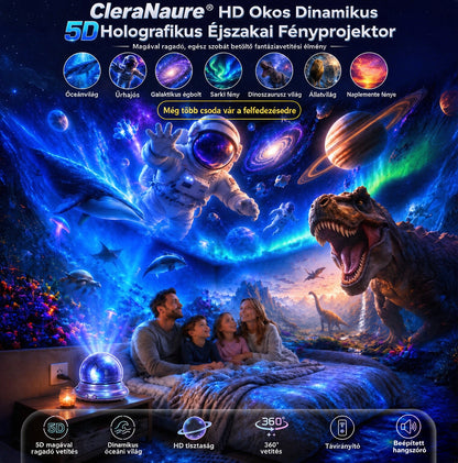 🫧CleraNaure® Új generációs intelligens éjszakai fényprojektor – Dinamikus 5D holografikus látvány HD-minőségben