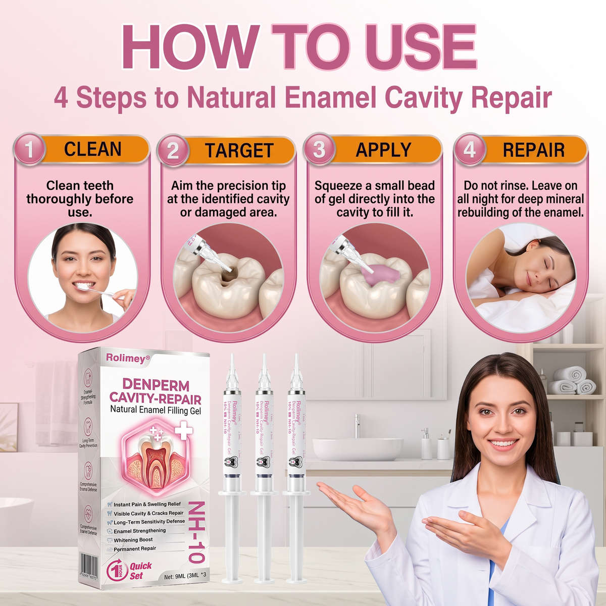 Rolimey® DenPerm Cavity-Repair Natural Enamel Filling Gel